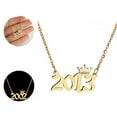 thumbnail image 1 of Pendentif Numéro Collier Couronne Acier Inoxydable Chaîne Exquise Collier Femme Cadeau d'Anniversaire, 1 of 8