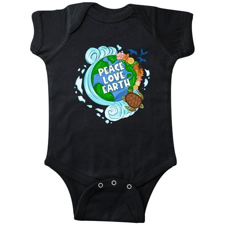 

Inktastic Earth Day Peace Love Earth with Turtle and Waves Gift Baby Boy or Baby Girl Bodysuit