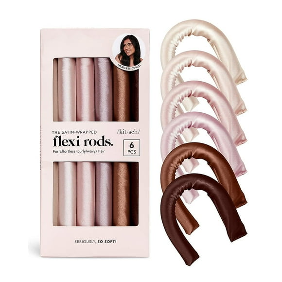 Kitsch Heatless Hair Curler For Long Hair | Satin Covered Heatless Hair Curlers | Flexi Rods For Heatless Curls For All Hair Types | Hair Curlers To S