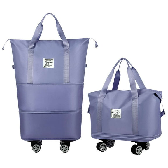 Spencer Rolling Duffel Bag with Wheels, 3 Layer Expandable Luggage Bag Foldable Luggage Carry On Bag Weekend Bag with Detachable Wheels for Travel, Blue