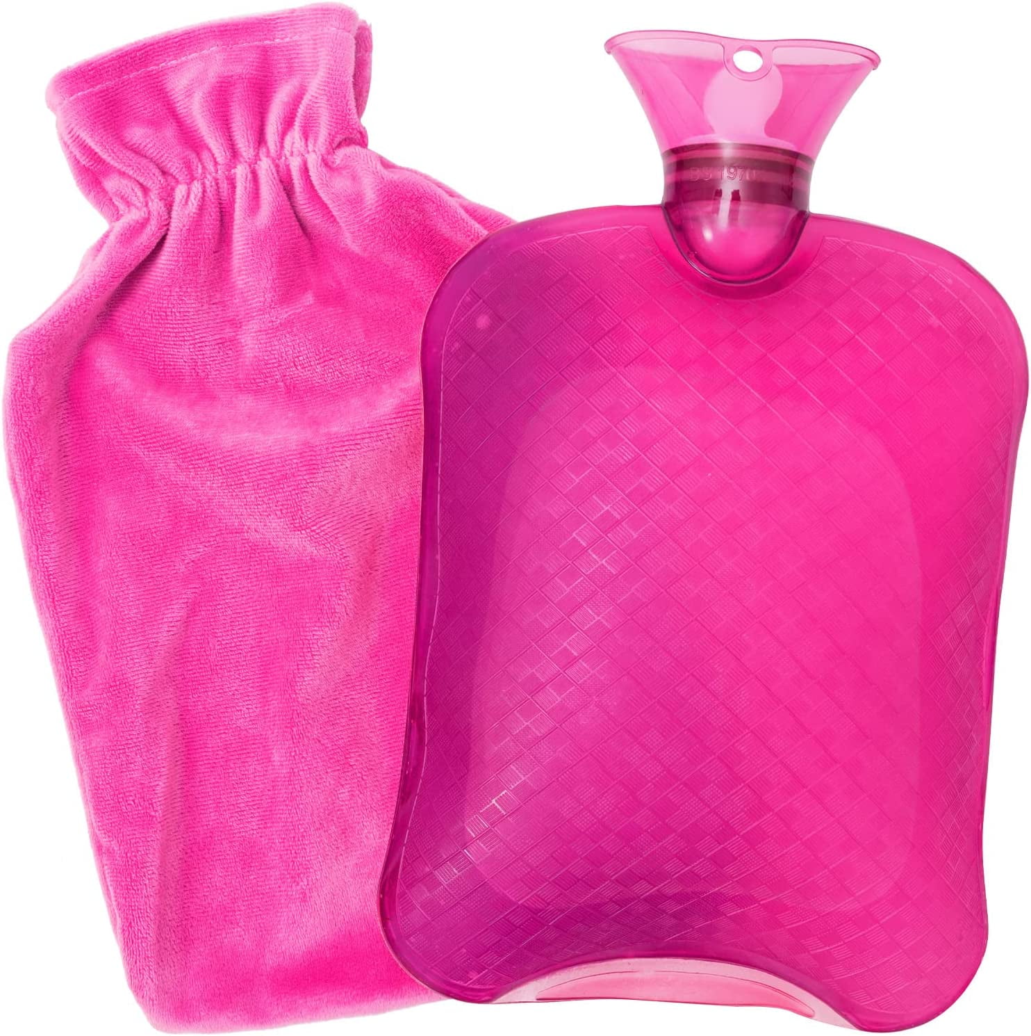 2L Hot Water Bottle with Cover, Hot Water Bag for Pain Relief, PVC Hand