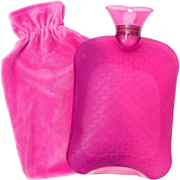 2L Hot Water Bottle with Cover, Hot Water Bag for Pain Relief, PVC Hand
