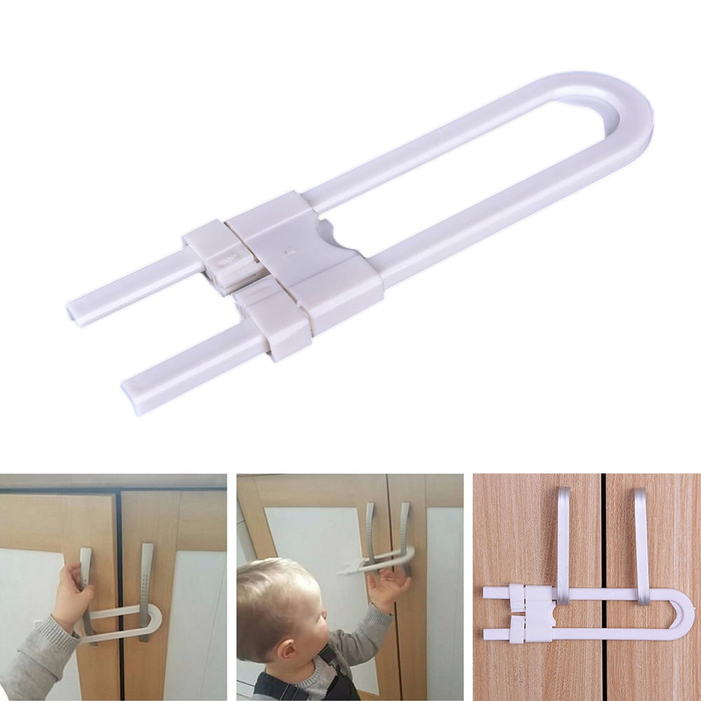 Kids Baby Safety White Lock U Shape Security For Cabinet Cupboard Door Drawer 