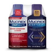 Mucinex Fast-Max Severe Congestion and Cough and Mucinex Nightshift Cold and Flu Liquid, 2 Bottles (6 fl. Oz. Each)