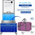 thumbnail image 3 of For United Airlines Foldable Carry on Bag 22x14x9 Travel Duffel Bag Packable luggage Duffle for Women and Men 40L (Dark Purple), 3 of 14