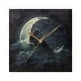 thumbnail image 5 of WOBOGO Playing Guitar on The Moon Wall Clock 7.78 Inch Battery Operated Silent Unit Square Rustic Vintage Style for Home Bedroom Office Black Pointer, 5 of 8