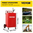 thumbnail image 5 of VEVOR 35 Gallon Gas Caddy Fuel Storage Tank with 4 Wheels, Portable Diesel & Gasoline Container with Manual Rotary Pump For Cars, 5 of 9
