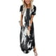 thumbnail image 2 of Gibobby Vestido largo de verano para mujer Vestido de manga corta con estampado floral informal para mujer, con bolsillos sueltos, cómodo, elegante y a la mod(Negro,XL), 2 of 5