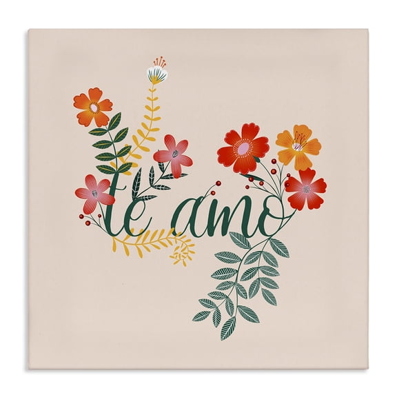 Stupell Industries Bohemian Te Amo Romantic Floral Canvas Art, 30 x 30, by Grace Popp