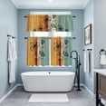 thumbnail image 3 of Floral Orange Kitchen Curtains Sets for Windows 24 Inch Length, Multicolor Striped Decadent Botanical Flower Rod Pocket Window Treatments Tier Curtains and Valances Set for Bedroom/Bathroom, 3 of 8