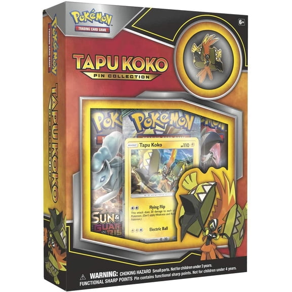 Pokemon TCG Tapu Koko Pin Collection Card Game, The Pokémon TCG: tapu koko pin collection includes 1 foil promo card featuring tapu koko Ship from US