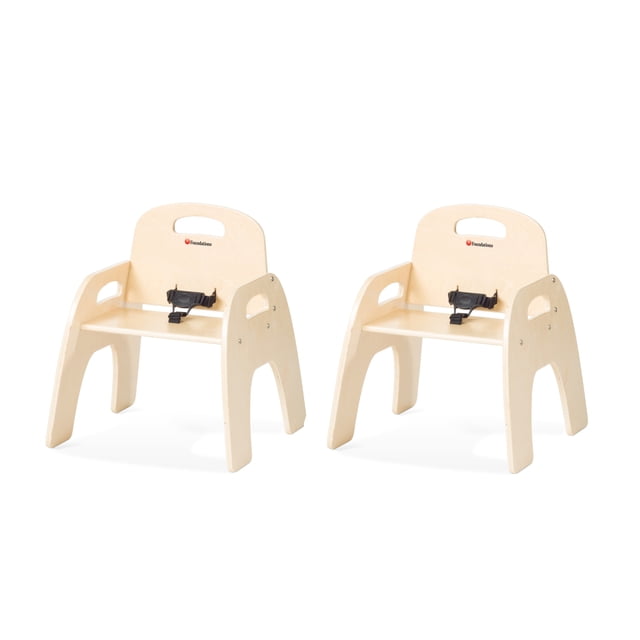 Foundations Simple Sitter Chaises d'Alimentation Basses en Bois de 11”, Chaises Empilables en Bois pour Tout-Petits avec Fini de Qualité Service Alimentaire, Lot de 2