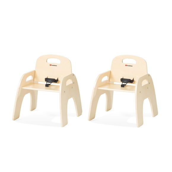 Foundations Chaises d'Alimentation en Bois Bas 11”, Empilables avec Finition de Qualité Alimentaire, Lot de 2