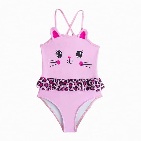 mgoYE Girls Swimsuit Size 6-7 Toddler Girls Swimsuit One Piece Sleeveless Cute Girls Bathing Suit Summer Beach Swimwear 3-8 Years(Pink,4-5 Years)