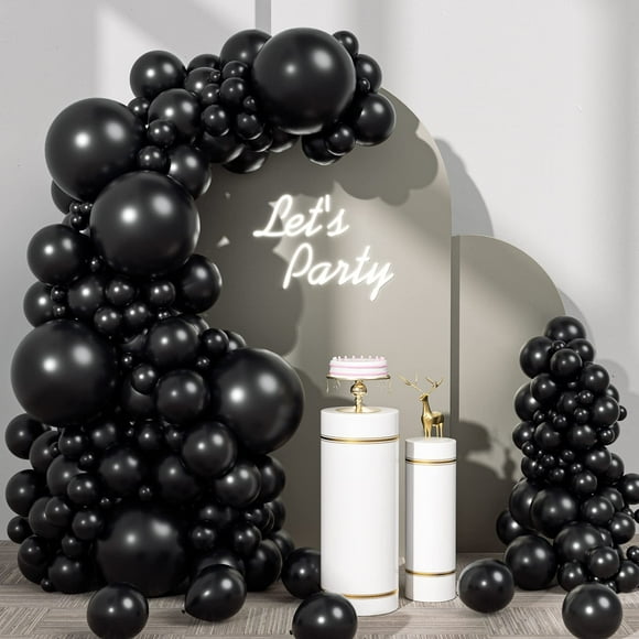 Kit de guirnaldas con forma de arco FOTIOMRG con 110 globos negros de látex