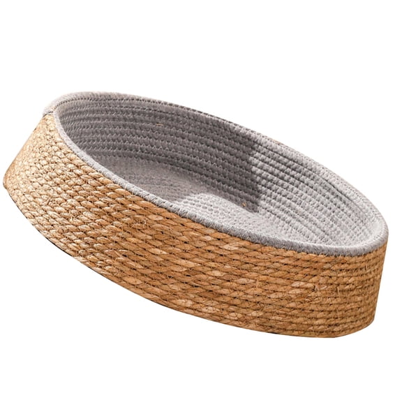 Soimiss Light Brown Natural Woven Pet House Round Nest Comfortable Warm Sleeping Bed for Cats Dogs