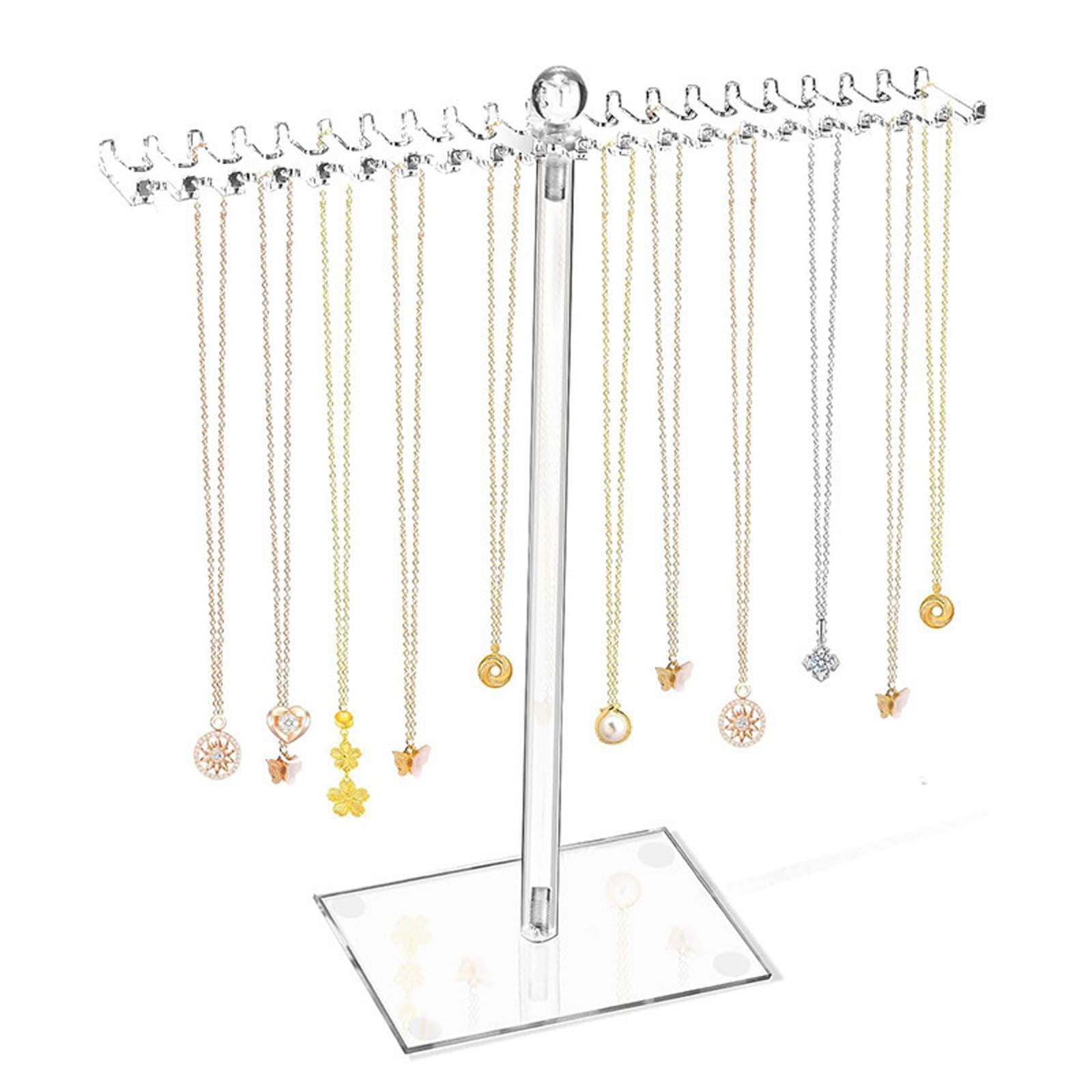 FVDPWYE Jewelry Organizer Anti Slip Base Acrylic Necklace Hanging Hooks Necklace Display