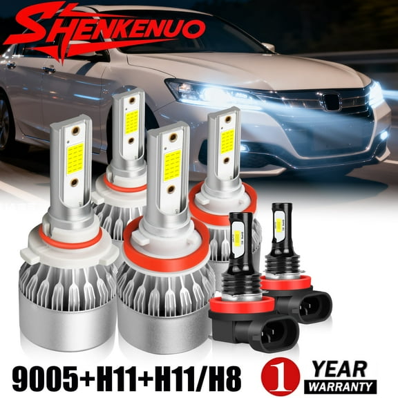 For Honda Accord 2013-2015 LED Headlight Bulbs 9005 H11 High/Low Beam H11 H8 Fog Light 6000k 6pcs