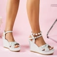 thumbnail image 6 of Hopeusnice Sandals for Women Pu Summer Shoes Breathable Soft Women's Sandals Open Toe Non-Slip Thick-Soled Heel Trendy Roman Boho Style Shoes for Beach Comfortable Walking Shoes Silver 36, 6 of 9