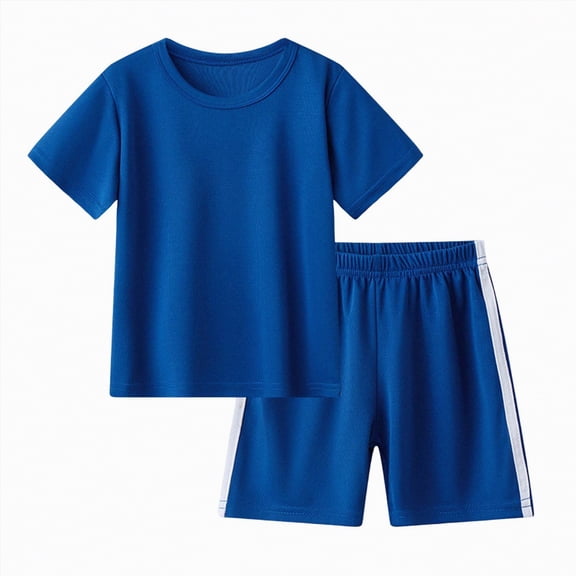 Ccpelsie Boys Sport Sets Quick Drying Athletic Short Sleeve T-Shirt and Active Shorts Summer Outfits for Kids(Blue,4-5 Years)