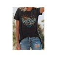 thumbnail image 1 of Chic all-Season Heart Sun Print Crew Neck Tee - Casual, Stretch Knit, easy-Care, Women's Summer Top, 1 of 6