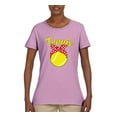 thumbnail image 2 of Wild Bobby, Tennis Mom Cute Bow Ribbon Tennis Ball, Mother's Day, Women Graphic T-Shirt, Light Pink, Small, 2 of 3