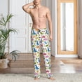 thumbnail image 5 of Uemuo Cute Dinosaur Pattern Men's Wide Leg Palazzo Lounge Pants with Pockets Light Weight Loose Comfy Casual Pajama Pants-Small, 5 of 9