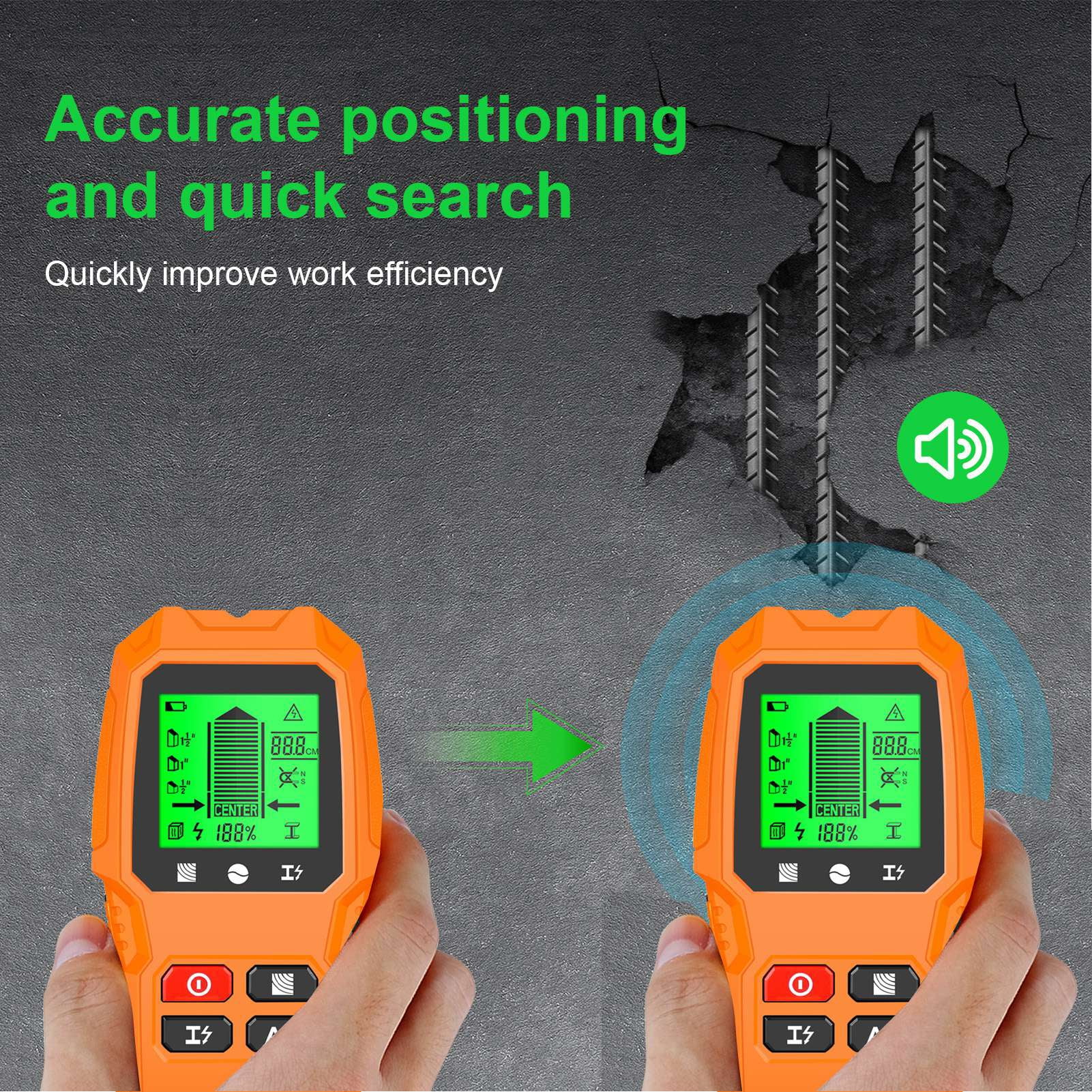 YAHHU 5-in-1 Stud Finder Wall Scanner, Electronic Wood Metal AC Wire Detector with LCD Display, Handheld Wall Cable Finder Sensor Tool, 7.48 inches / 19 cm