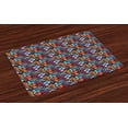 thumbnail image 1 of Ambesonne Colorful Place Mats Set of 4, Aloha Style Scroll, Standard Size, Multicolor, 1 of 4