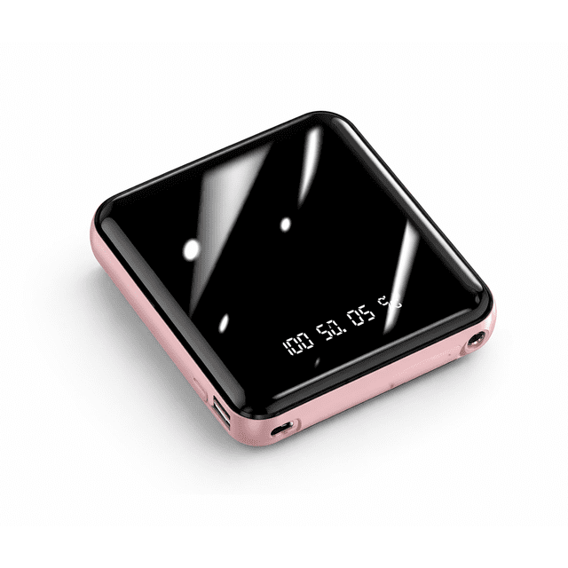 Power Bank 20000mAh 3 en 1 con Linterna Display LED USB C V8 Rosa Portátil para Celular