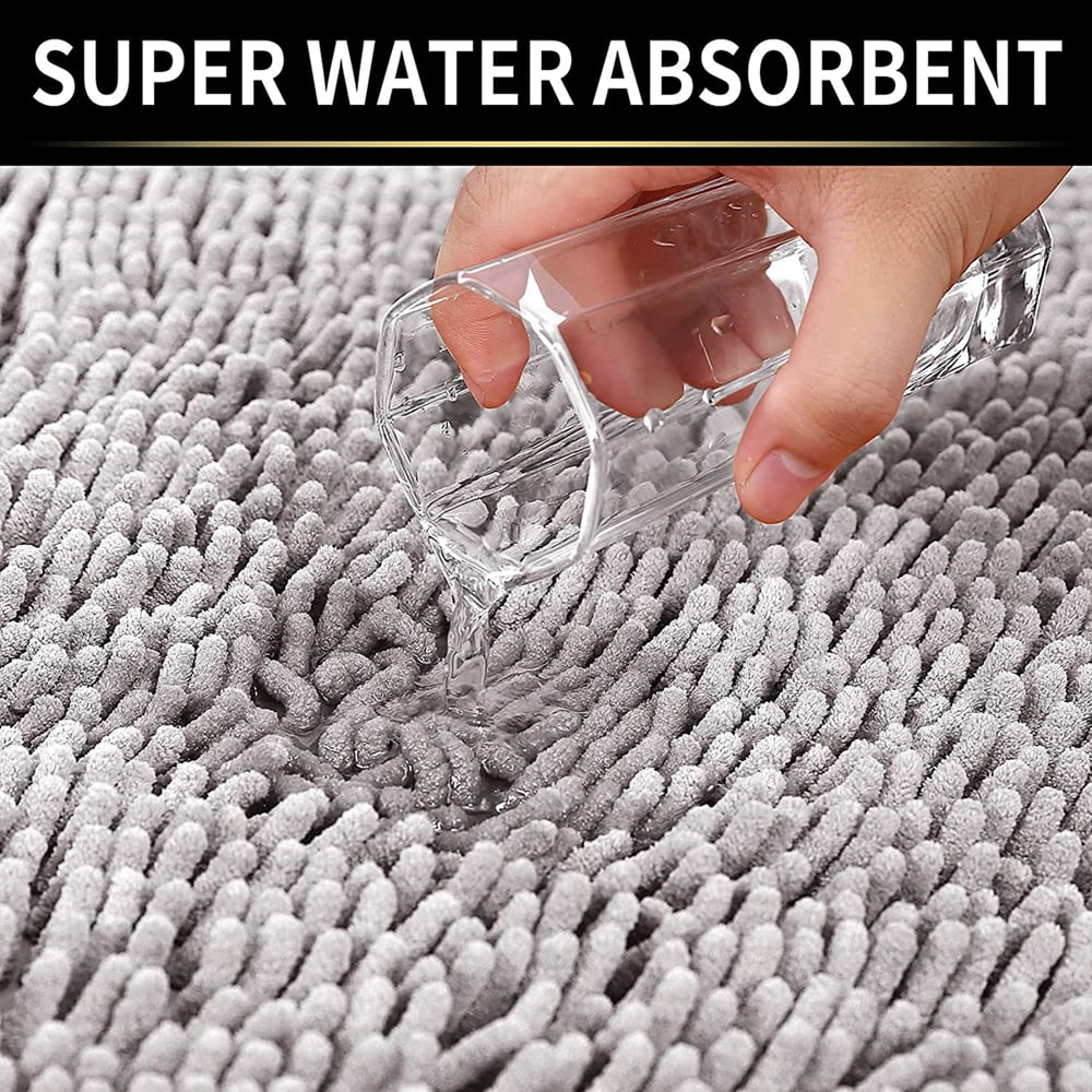 Indoor Door Mat Entryway Rug Traps Mud and Dirt, Super Absorbent Doormats for Shoes Dog Paws, Non Slip Welcome Floor Mats for Home Front Back Door, Patio, Garage, Entrance, 20x32, Gray