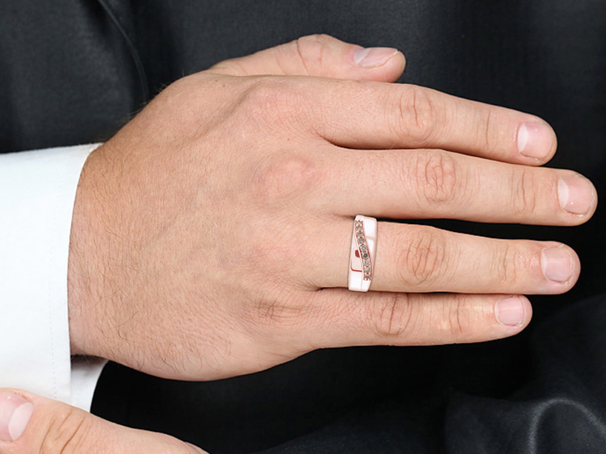 Platinum Men's Round Brown Diamond Bezel set Stud Earrings (1/4 並行輸入品 Order 0.348 Carat Round cut 950 Platinum Brown Diamond Men\u0027s Ring