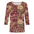 thumbnail image 5 of Tnhcen Women's Vintage Floral Print Oversized 3/4 Sleeve Round Neck T-Shirts - Retro Casual Shirts S-5XL, 5 of 5