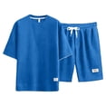 thumbnail image 4 of CIENVNSTG Men Short Sets Outfits 2 Piece Tracksuit Short Sleeve T-Shirts And Shorts Pants Casual Comfy Jogging Sweatpants Set Blue 5XL, 4 of 6