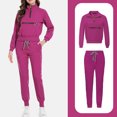 thumbnail image 2 of ASDFVBKG Scrubs for Women Set Clearance Long Sleeve Zipper Collar Scrub Tops Jogger Pants with Pockets Medical Uniform Solid Drawstring Womens Scrub Suit Hot Pink S, 2 of 4