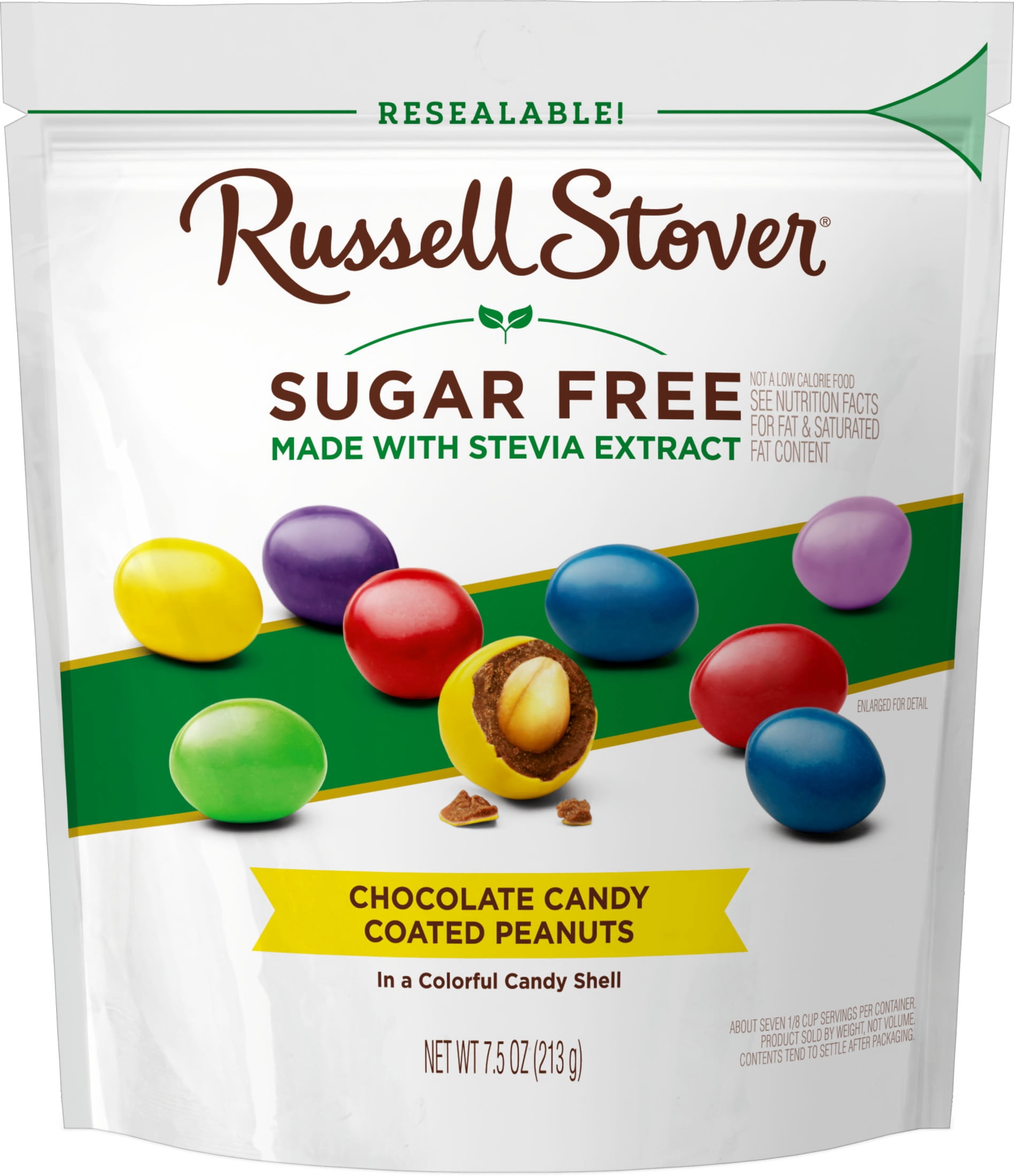 RUSSELL STOVER Sugar Free Chocolate Candy Coated Peanuts, 7.5 oz. bag