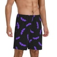 thumbnail image 6 of Mens Pajama Shorts, purple bats black cool Sleep Shorts Men Pajama Bottoms Lounge PJ Shorts with Pockets, 6 of 6