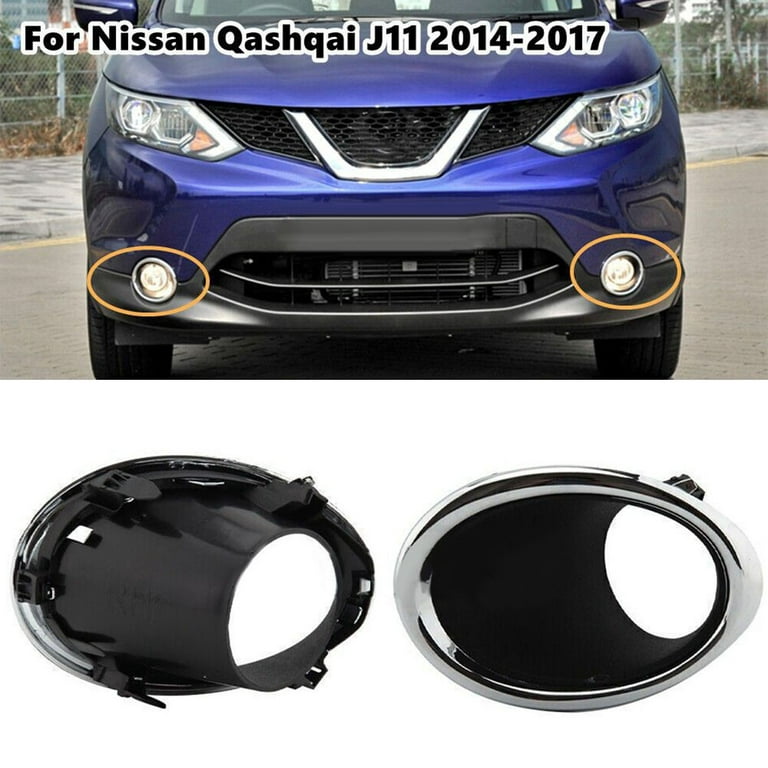 Left+Right Fog Light Lamp Cover Bezel Trim for Nissan Qashqai J11 2014-2017, Black