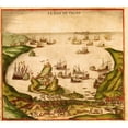 thumbnail image 2 of Hogenberg, Braun 16x15 White Modern Wood Framed Museum Art Print Titled - Penon de Velez de la Gomera, 2 of 4