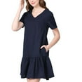 thumbnail image 1 of Diufon Robe de Maternité à Manches Courtes pour Femmes, Décontractée, Col en V, Robe de Grossesse, Tenue Quotidienne à la Maison, Robe de Couleur Unie, 1 of 6