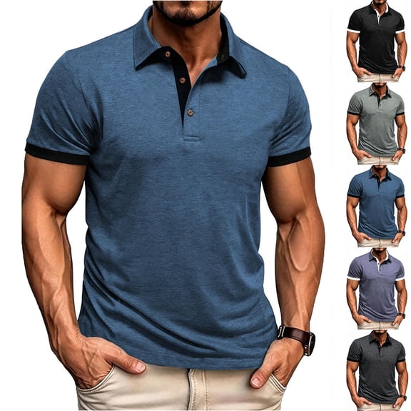 Mens Polo Shirts Quick Dry Short Sleeve Golf T Shirt Performance Moisture Wicking Casual Workout Navy