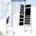 thumbnail image 4 of Giantex Lockable Jewelry Cabinet, Free Standing Big Makeup Box w/LED, White, 4 of 10