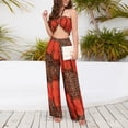 thumbnail image 2 of Bienvenido Conjunto De Pantalones Largos Sin Tirantes para Mujer, Conjunto De Pantalones Largos con Estampado De Leopardo, Cuello Halter, Top De Verano, Pantalones Anchos, XL Naranja, 2 of 6
