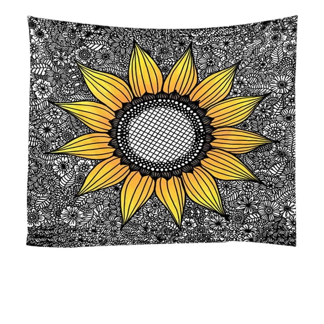 Tapicería de pared con diseño de girasoles, microtela, 180 x 180 cm, estética para habitaciones