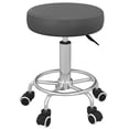 thumbnail image 1 of Vinsetto Tabouret de Salon en Cuir PU Gris à Hauteur Réglable avec Rotation à 360° et 5 Roues - Idéal pour Barbiers, Tatoueurs, Esthéticiens, Architectes - Plage de Hauteur de 19 à 25,25 Pouces, Diamètre de 16,5 Pouces, 1 of 7