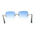 thumbnail image 2 of Classic 90s Rimless Large Rectangle Luxury Sunglasses Gold Blue, 2 of 4