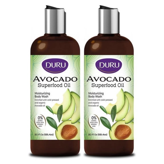 Duru Superfood Oils Avocado Body Wash - Best Gentle Cleansing Moisturizing Sensitive Skin Shower Gel for Women and Men Plant Based Skin Care Products - 2 Pack