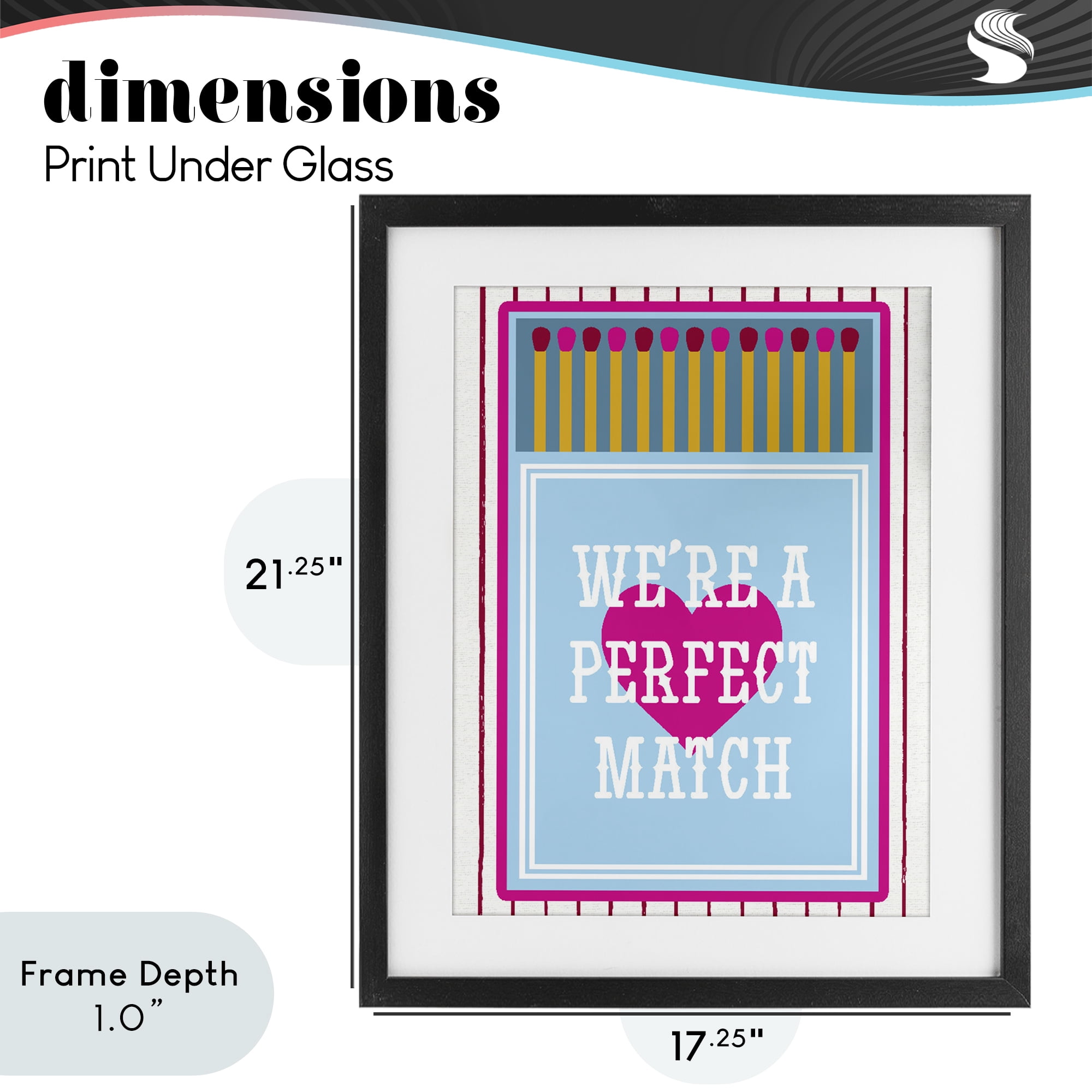 Stupell Industries We're A Perfect Match Black Framed Print Under Glass, design by Lil' Rue