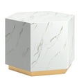 thumbnail image 2 of Weston Home Declan Faux Marble Coffee Table, White, Hexagon, 2 of 6