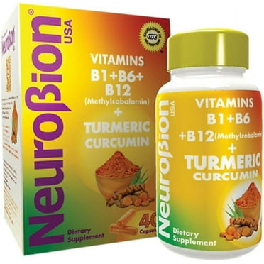 Neurobion Turmeric Curcumin 650 mg Herbal Supplement for Antioxidant Support, High Absorption Ultra Potent Turmeric Supplement Multivitamins Complex with B12, 40 Capsules